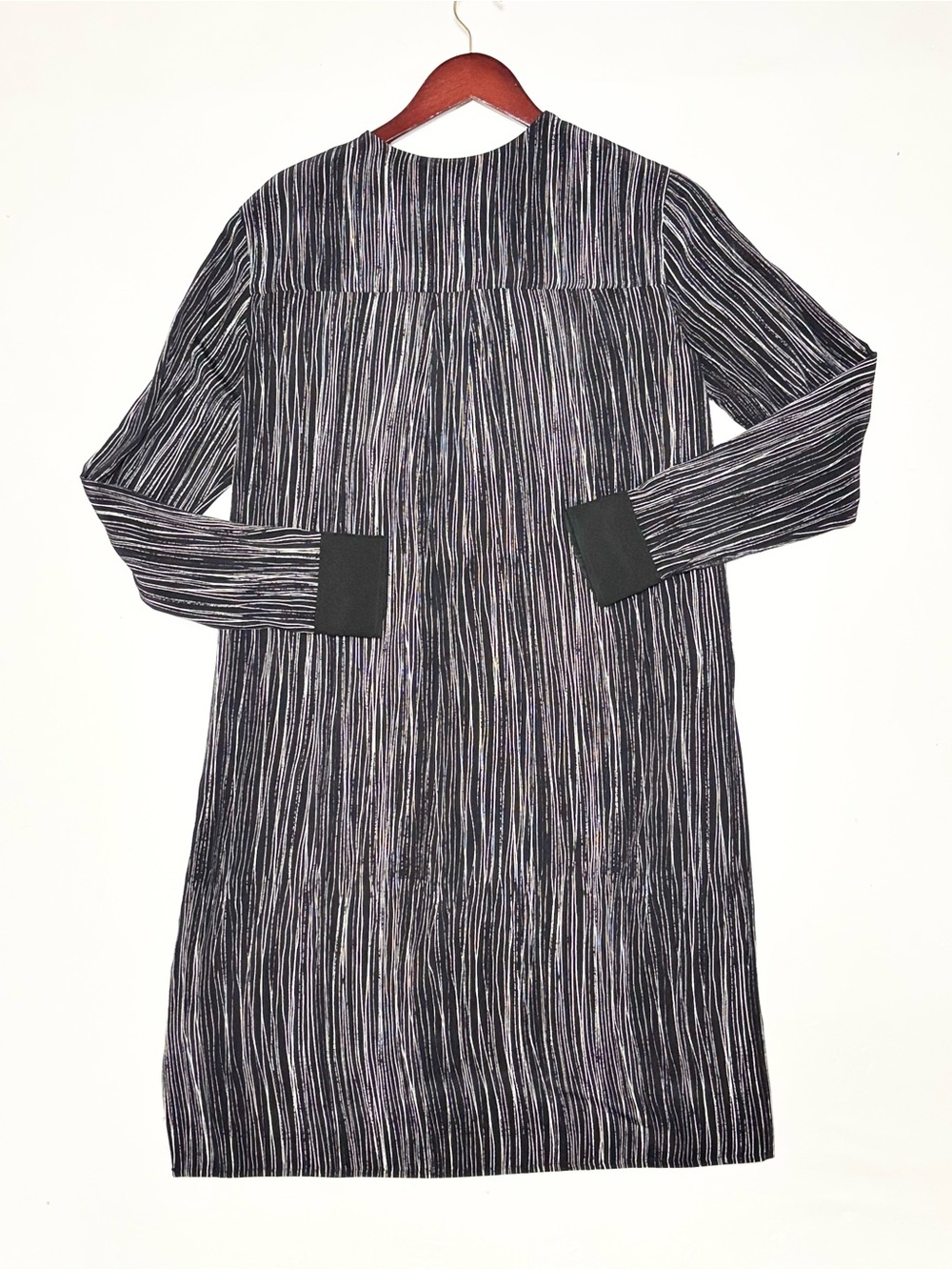 Vince 100% Silk Striped Black and White Long Sleeve Tunic Dress - Picture 5 of 7